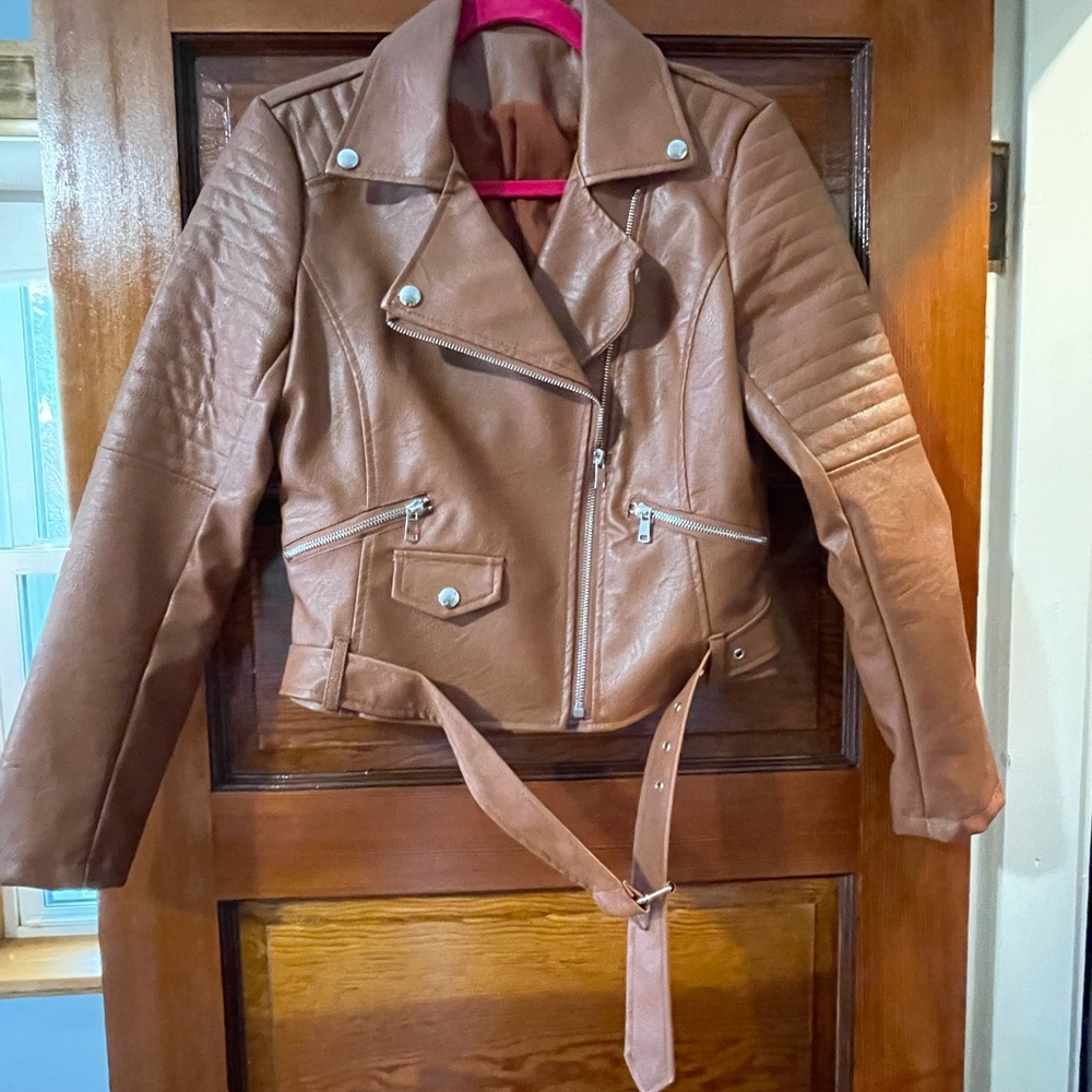 SHEIN Brown Leather Jacket